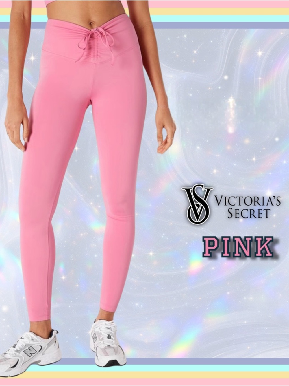 Sz Large-Victoria's Secret PINK Drawstring Cinched High-Waist Leggings - NWOT
